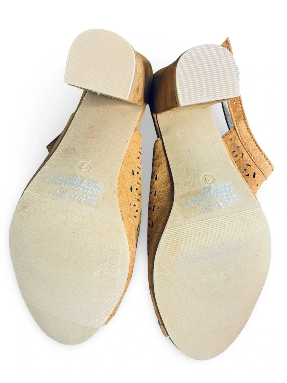 Charles Albert Mustard Suede Laser-Cut Block Heel Sandals